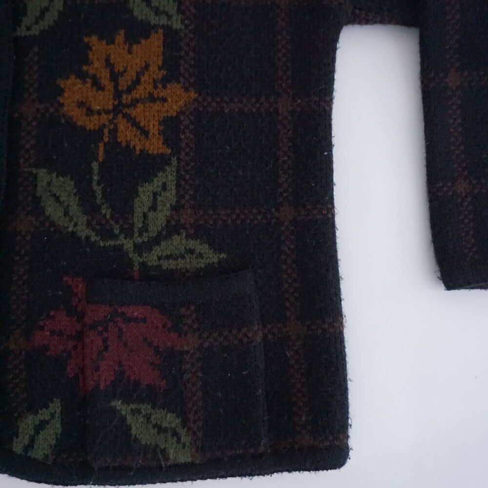 Vintage Crystal-Kobe Floral Plaid Knit Cardigan Sweater S Eclectic Grandpa Fall - Picture 5 of 9